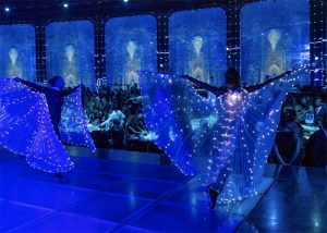 monaco light dancers, light dance, cannes light dancers, french riviera, lighting dancers, blue dancers, wings dancers, blue wings